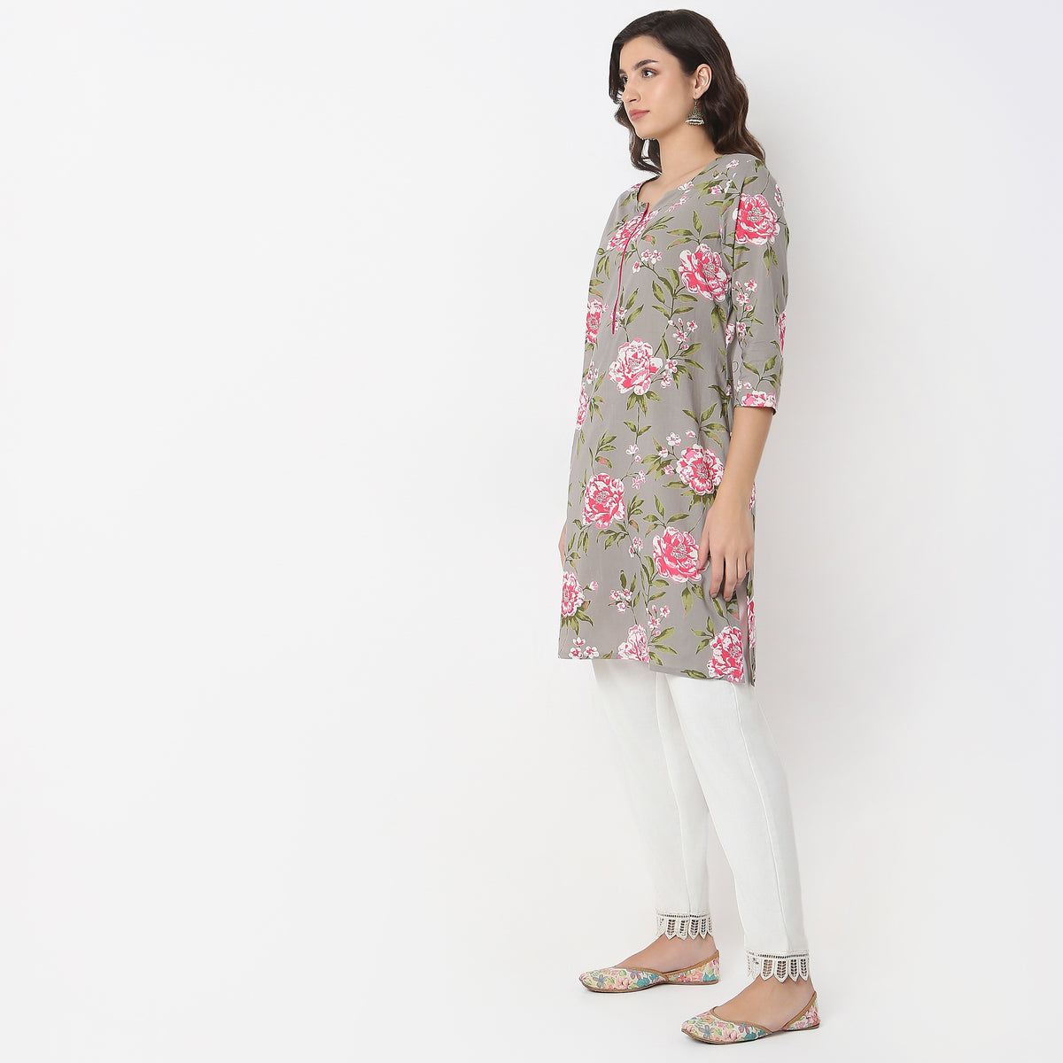 Straight Fit Floral Kurta