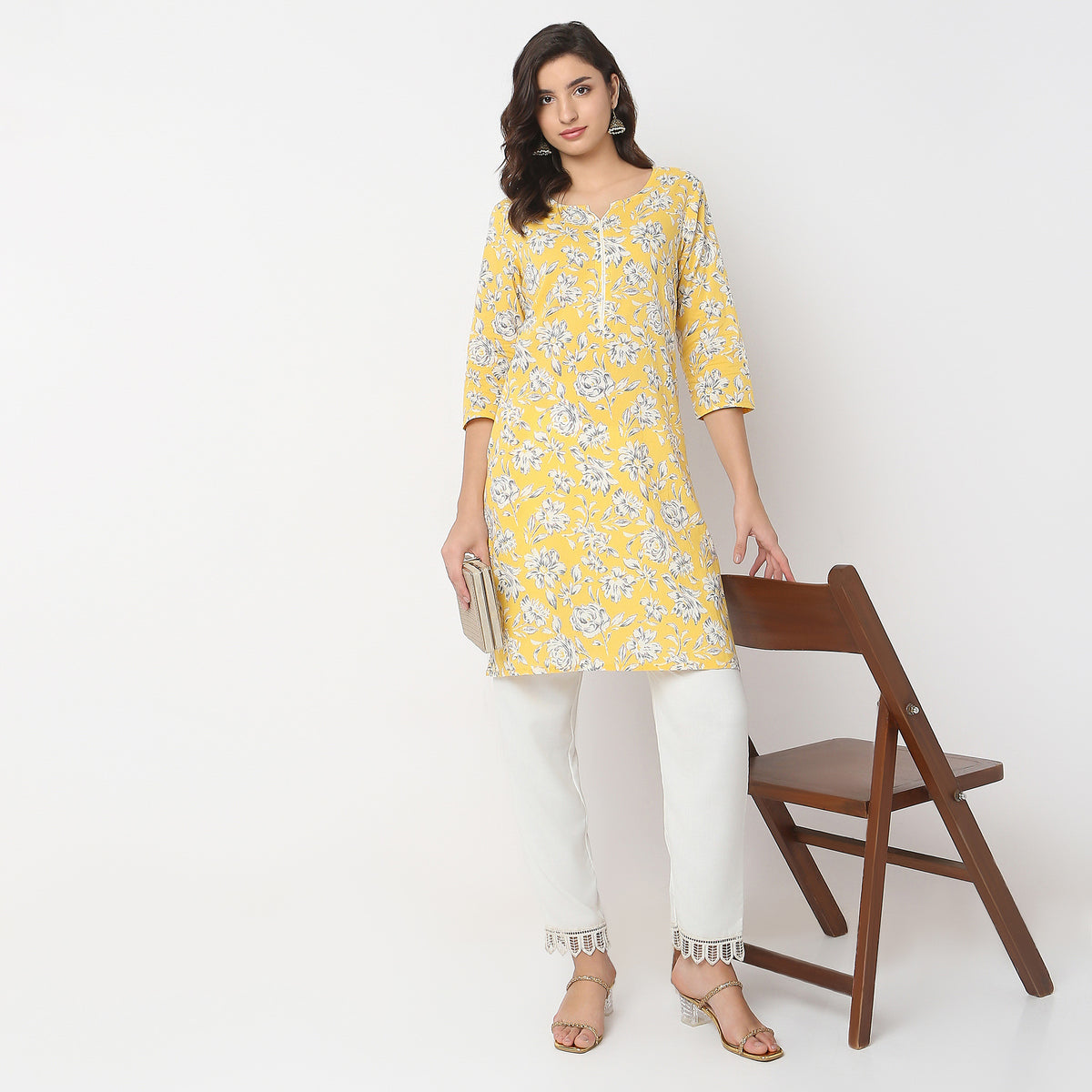 Straight Fit Floral Kurta