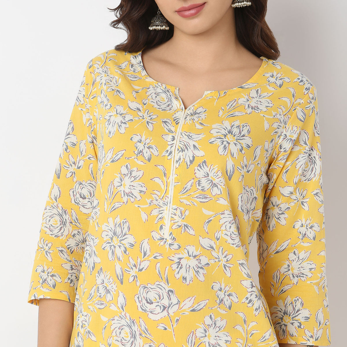 Straight Fit Floral Kurta