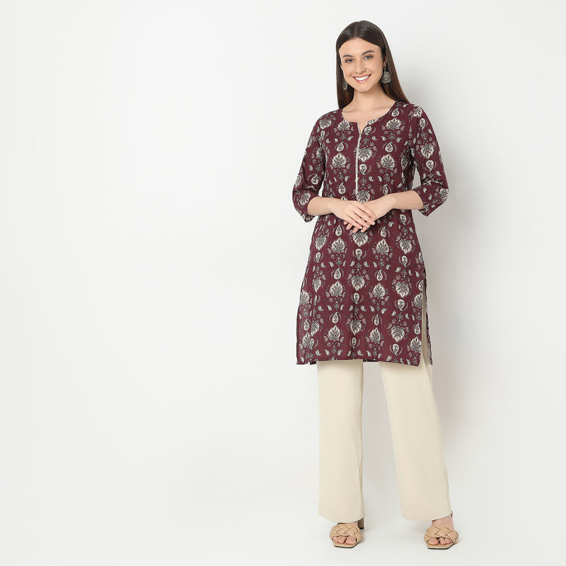 Straight Fit Floral Kurta