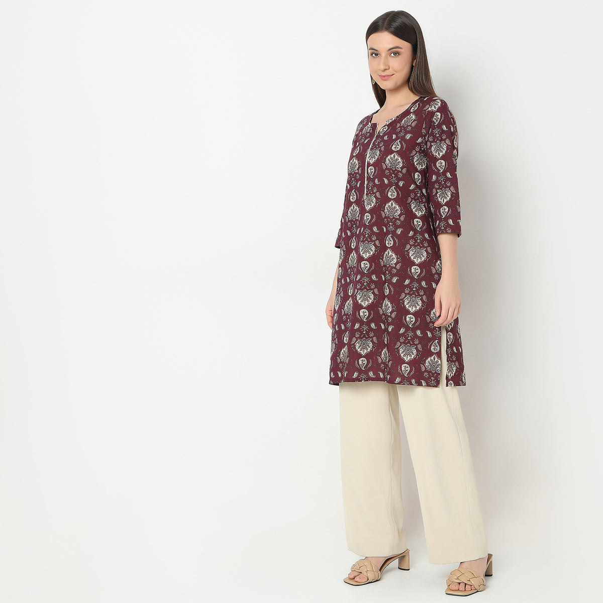 Straight Fit Floral Kurta