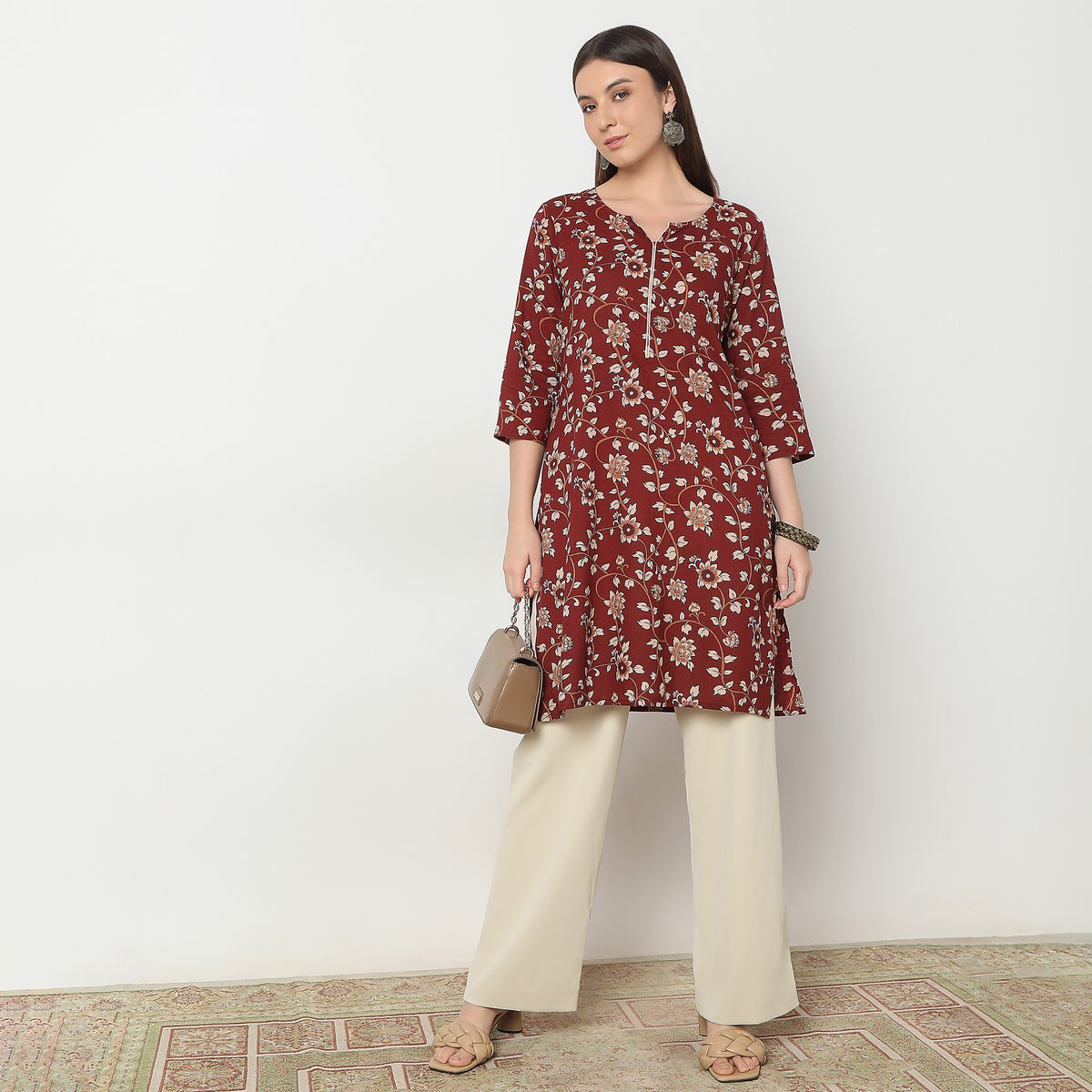 Straight Fit Floral Kurta