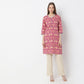 Floral Knee Length Printed Straight Fit Table Kurta