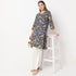 Straight Fit Floral Knee Length Band Collar Table Kurta
