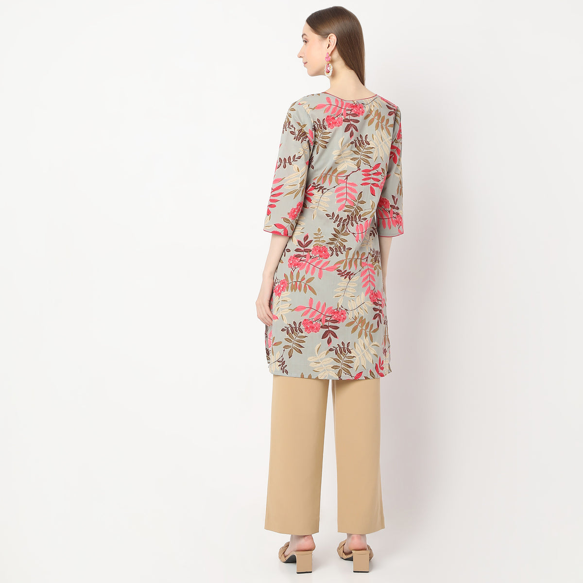 Straight Fit Floral Knee Length Table Kurta