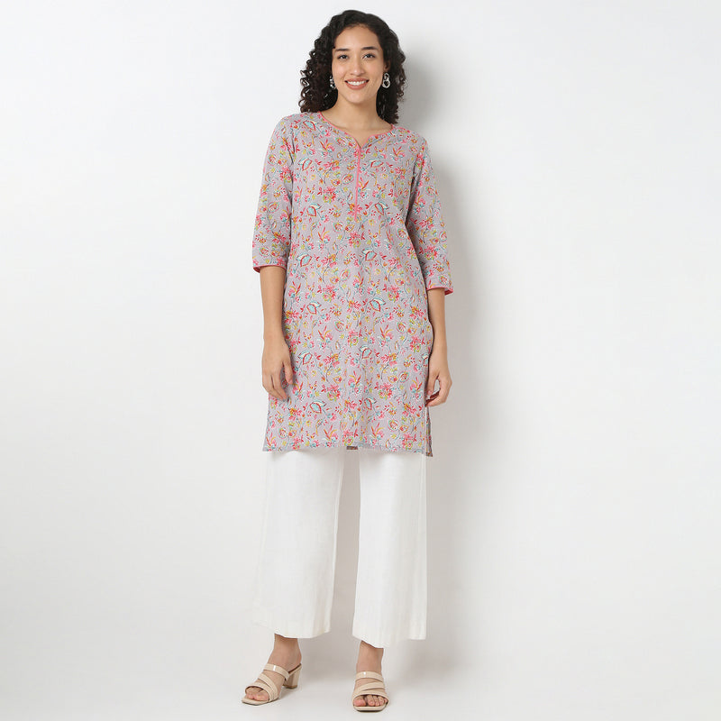 Round Neck Printed Kurta