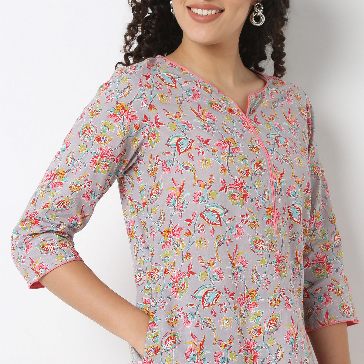 Round Neck Printed Kurta