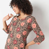 Straight Fit Floral Round Neck Kurta