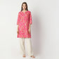 Straight Fit Floral Knee Length Kurta
