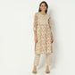 Straight Fit Printed Round Neck Below Knee Kurta
