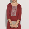 Regular Fit Embroidered Below Knee Kurta