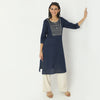 Regular Fit Embroidered Below Knee Kurta