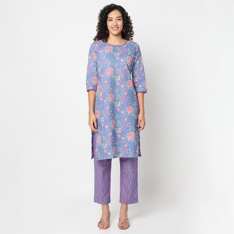 Round Neck with Lace Detailing Kurta 
