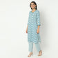 Straight Fit Printed Round Neck Calf Length Kurta