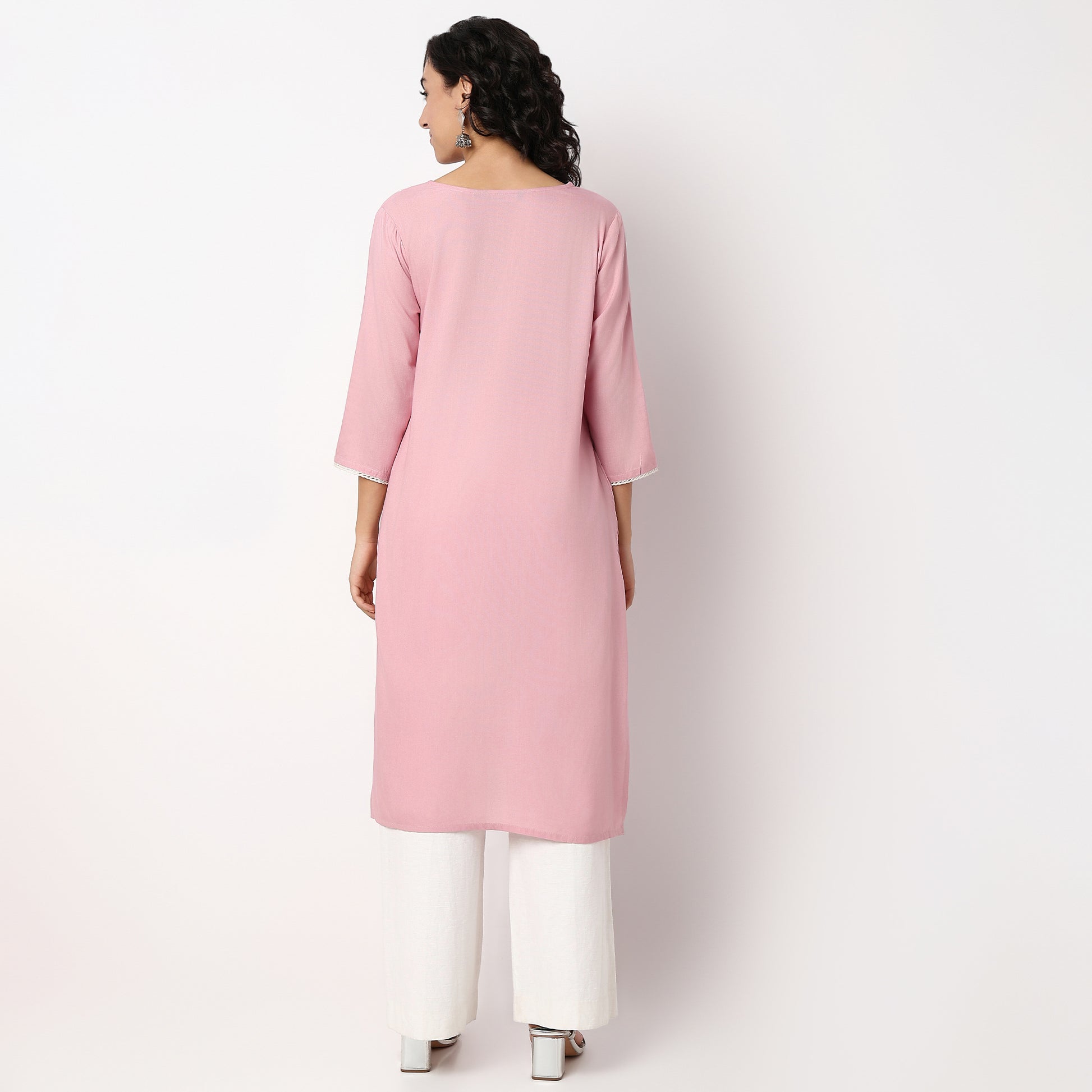 Round Neck Center Panel With Embroidered Straight Kurta