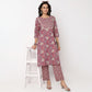 Printed Round Neck Straight Yoke Kurta