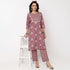 Printed Round Neck Straight Yoke Kurta