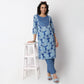 Printed Round Neck Straight Yoke Kurta