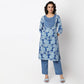 Printed Round Neck Straight Yoke Kurta