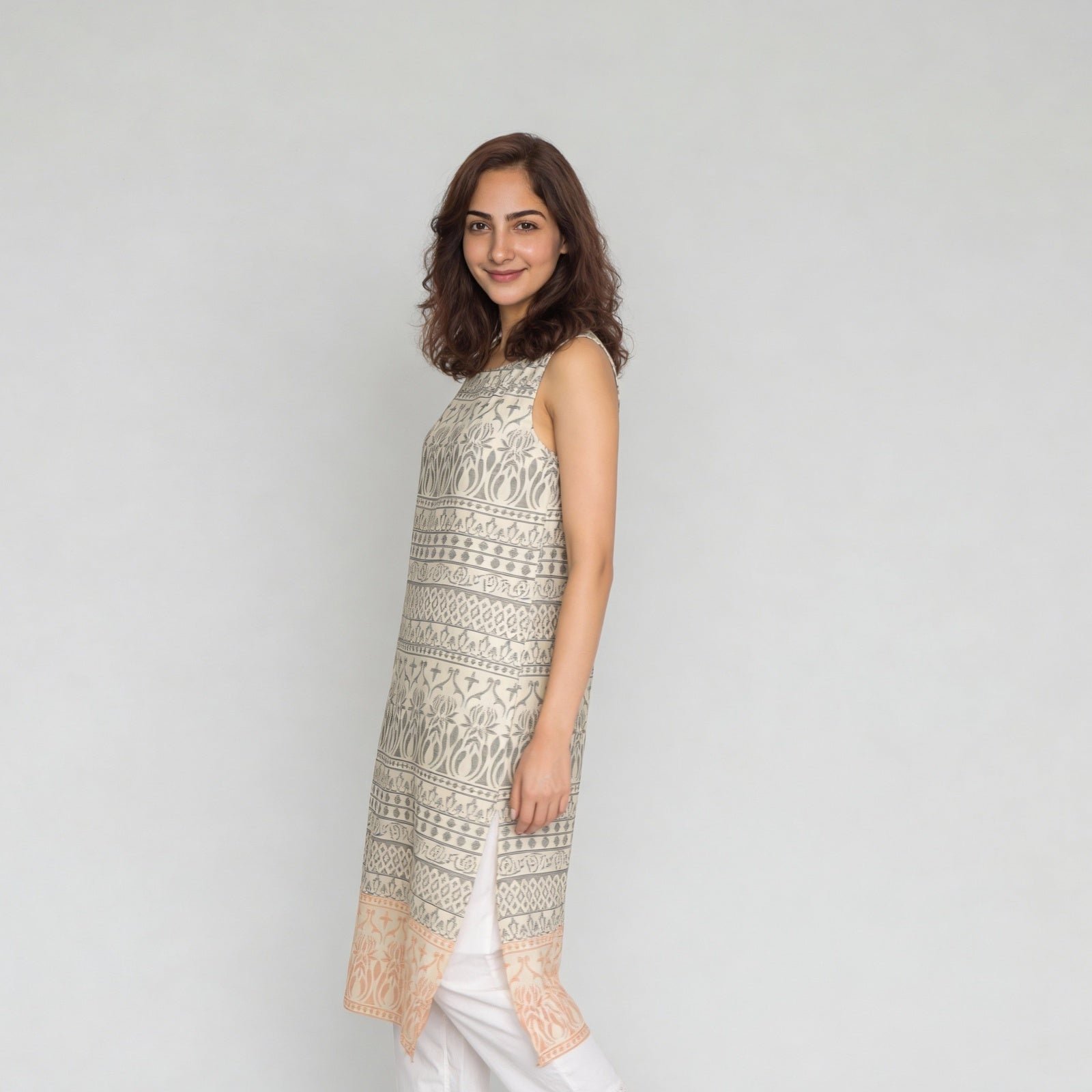 Rayon Printed Sleeveless Kurta