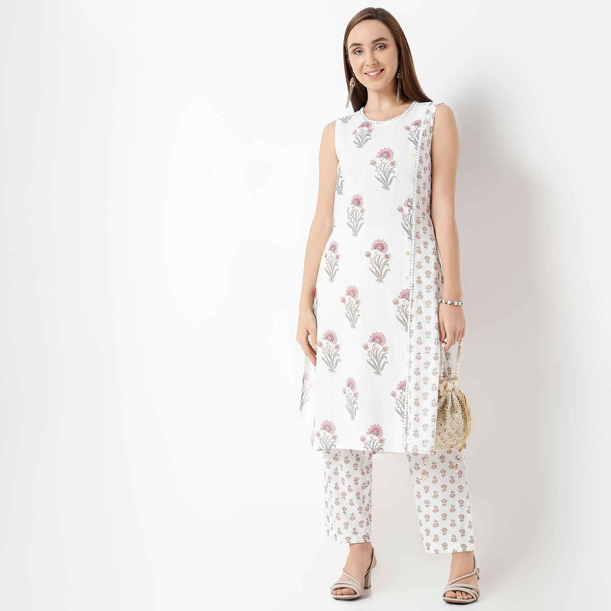 Straight Fit Printed Round Neck Kurta