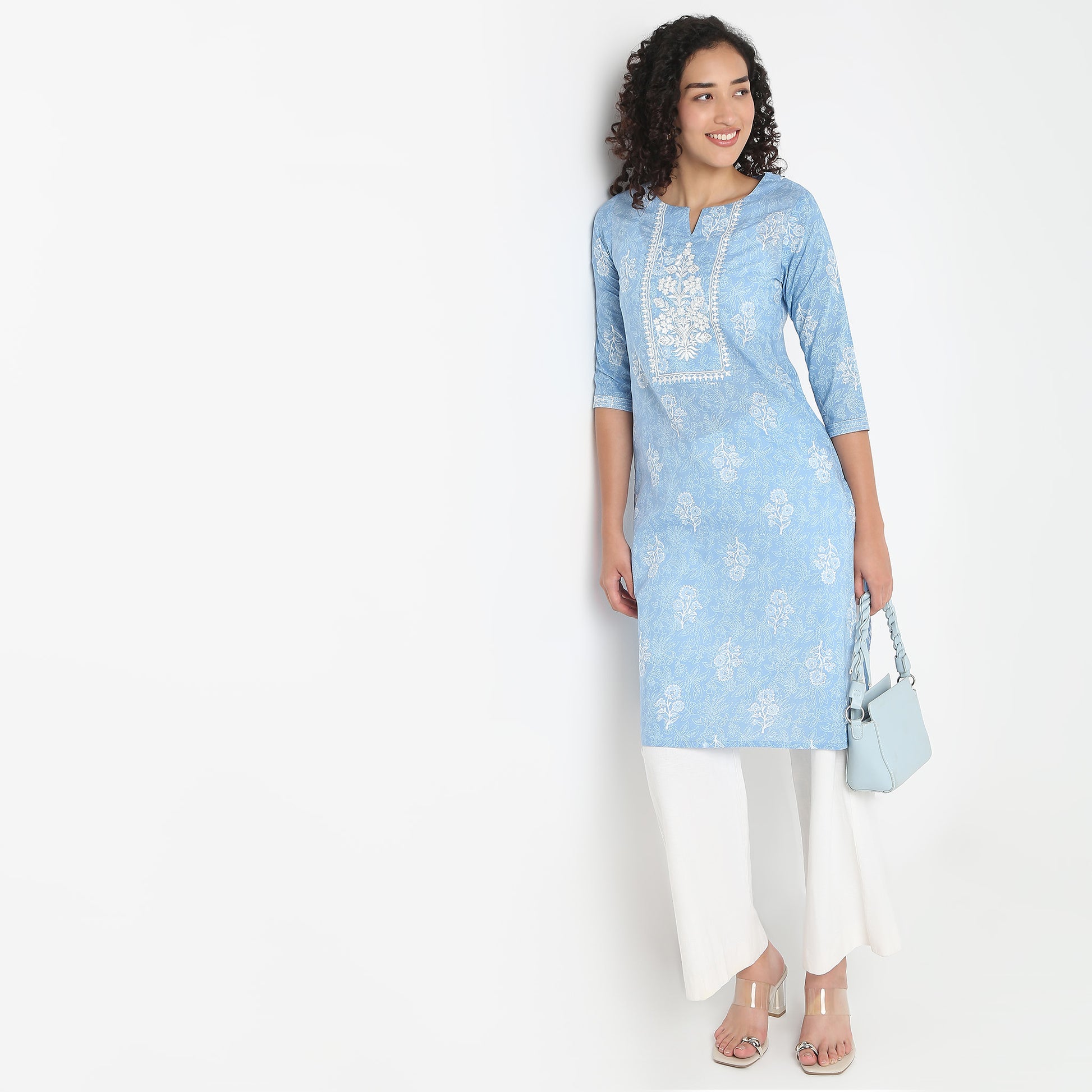 Straight Fit Printed Round Neck Kurta