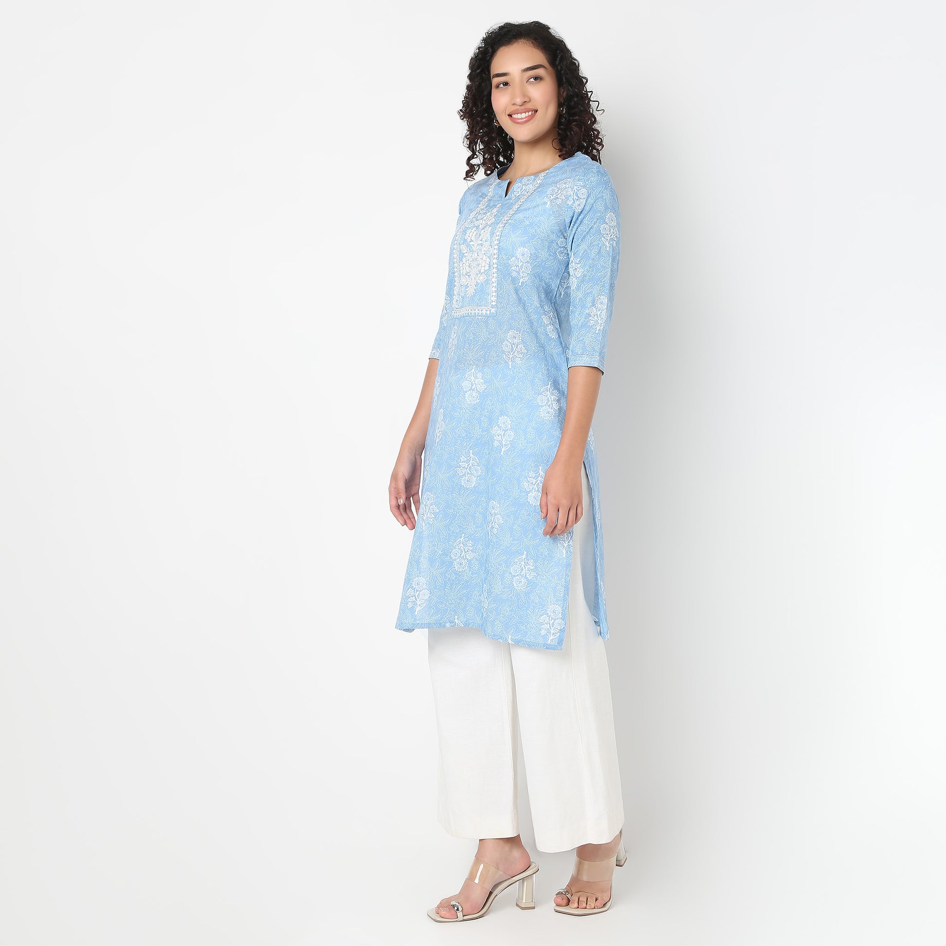 Straight Fit Printed Round Neck Kurta