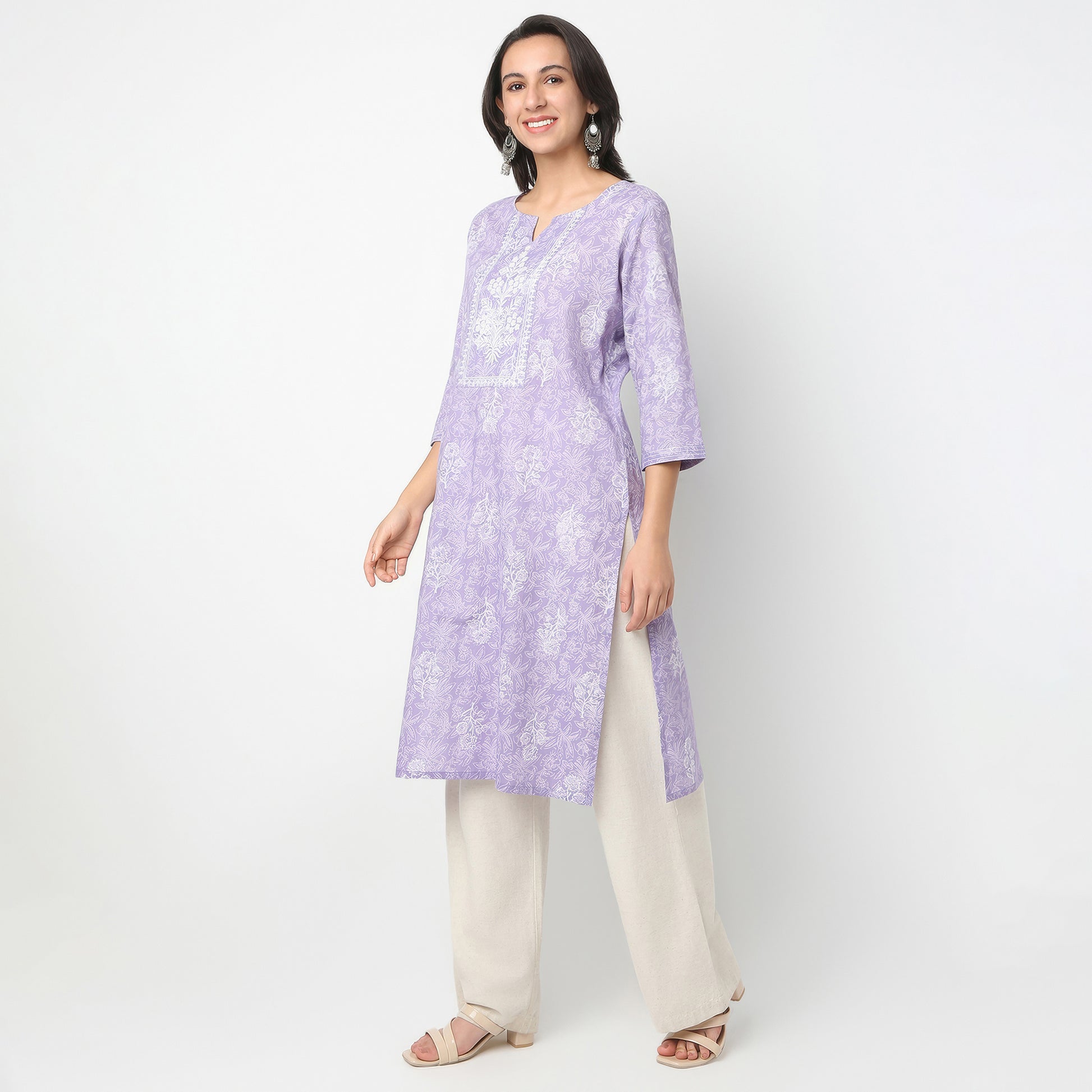 Straight Fit Printed Round Neck Kurta