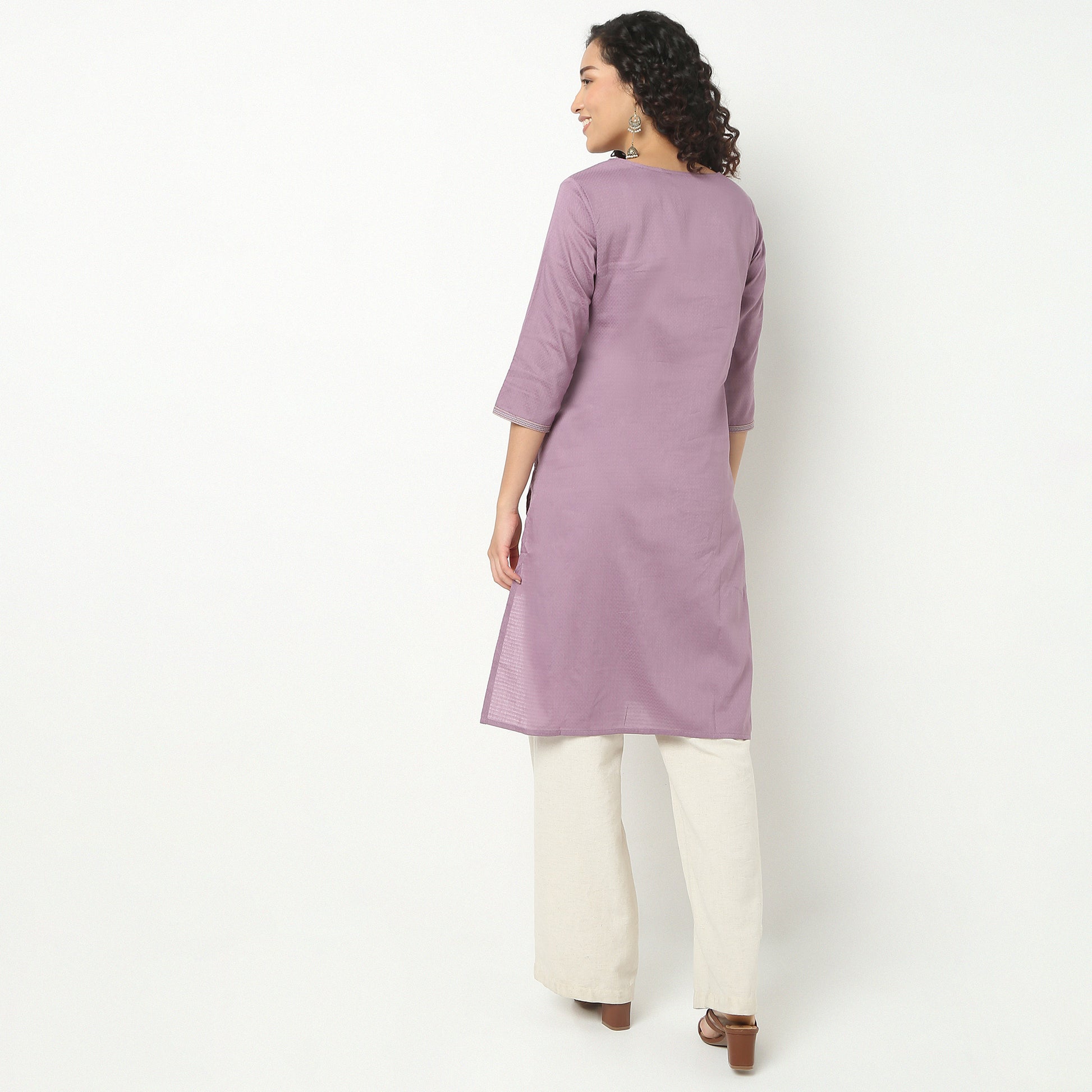 Straight Fit Embroidered Yoke Kurta
