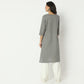 Straight Fit Embroiderd Round Neck Calf Length Kurta