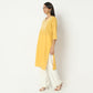 Straight Fit Embroiderd V-Neck Calf Length Kurta