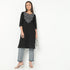 Embroidered Round Neck Knee Length Three-Fourth Sleeve Straight Fit Kurta