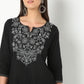 Embroidered Round Neck Knee Length Three-Fourth Sleeve Straight Fit Kurta