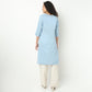 Straight Fit Embroidered Yoke Kurta