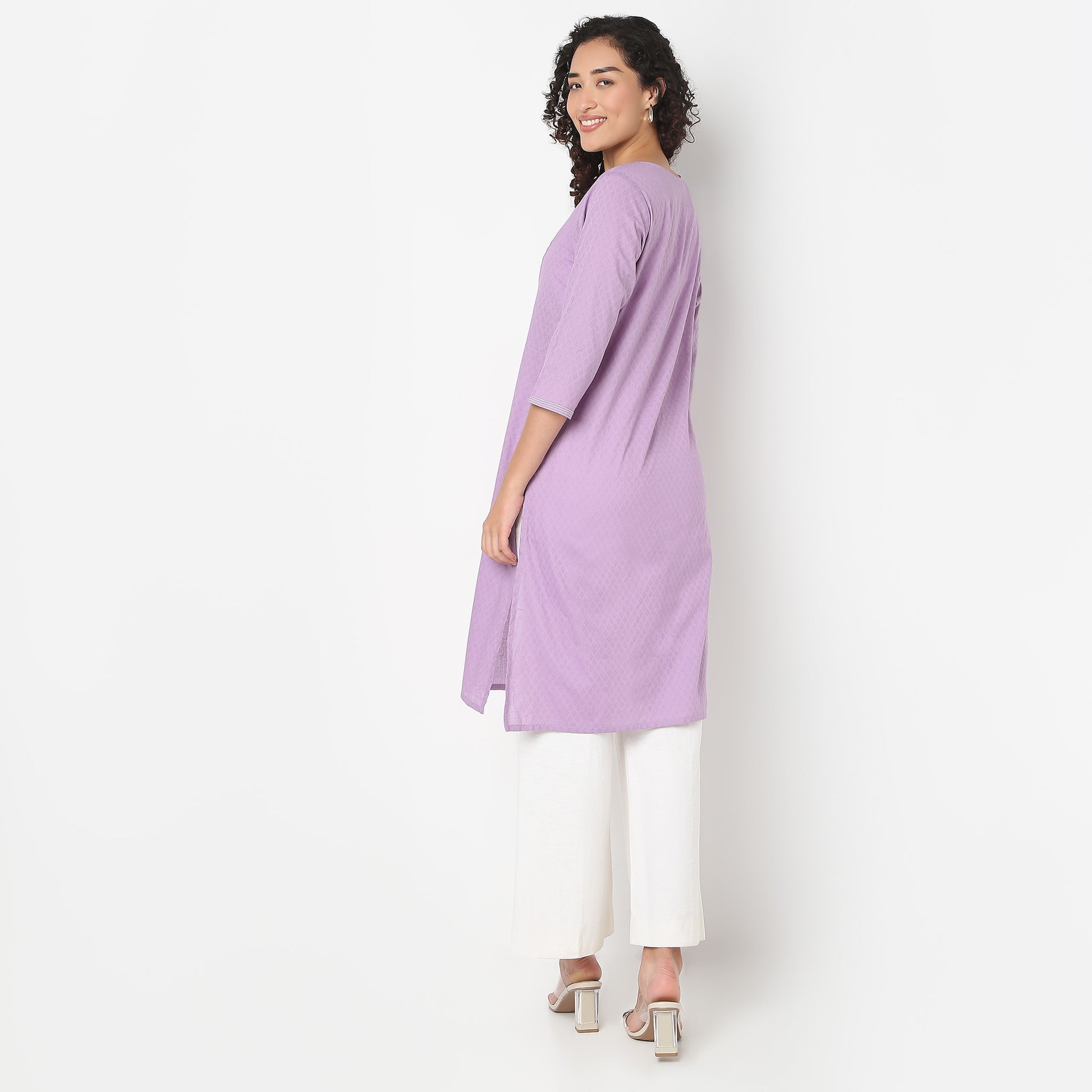 Embroidered Yoke Kurta-Dobby