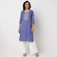 Round Neck Embroidered Yoke Straight Kurta
