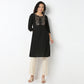 Emebroidered Yoke Kurta-Dobby