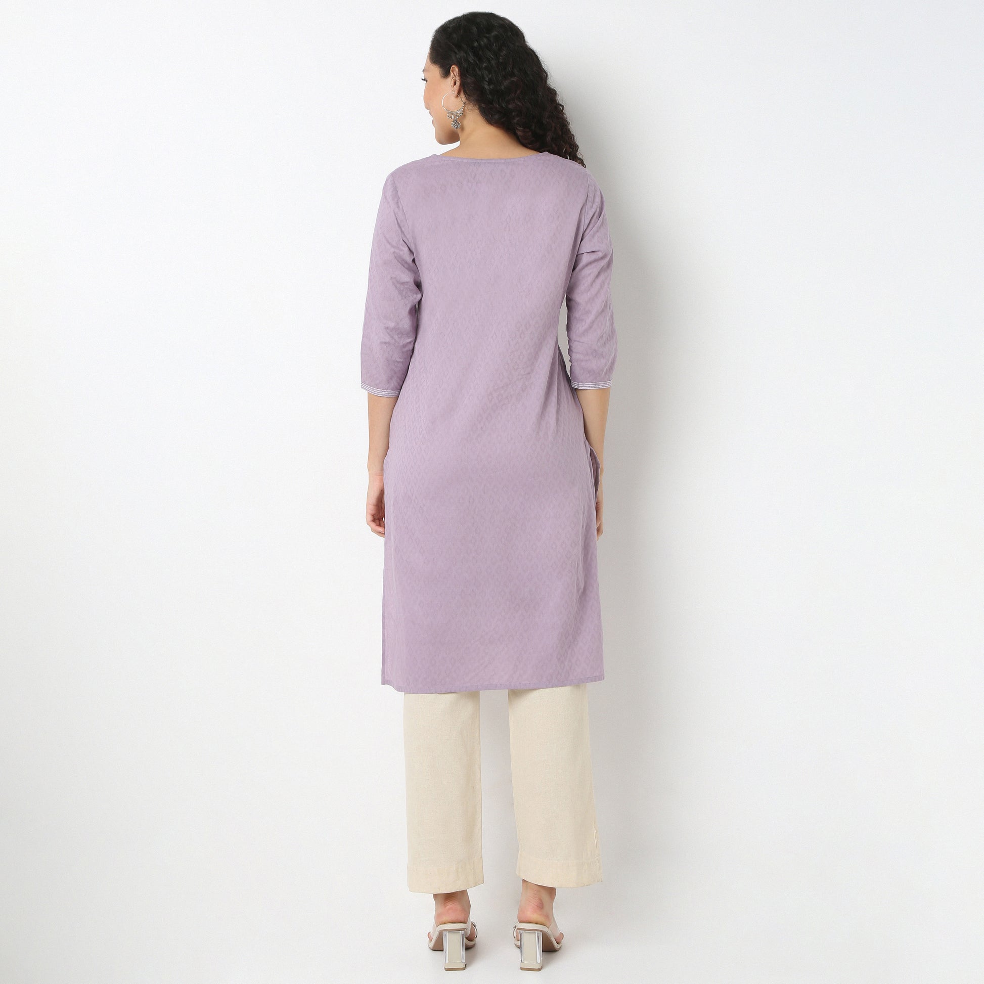 Emebroidered Yoke Kurta-Dobby