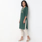 Round Neck Embroidered Yoke Straight Kurta