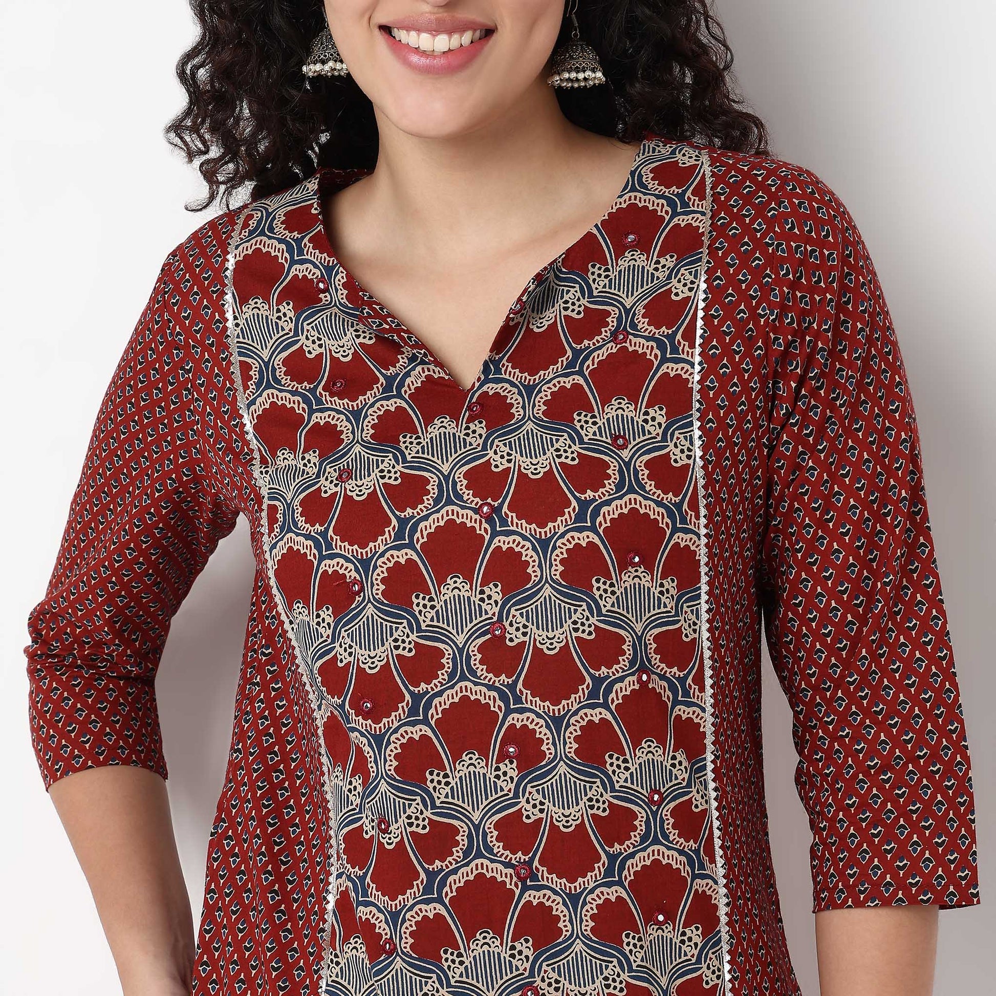 Centre Panel Printed Long Kurta