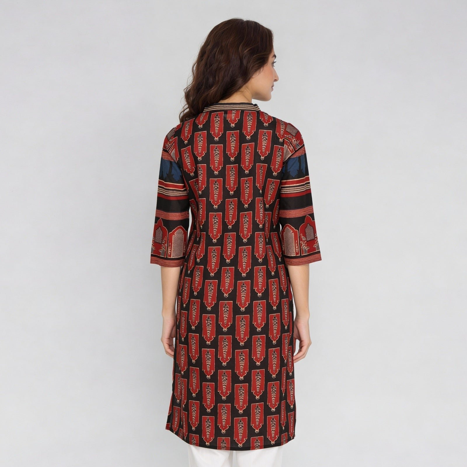 Cotton Printed Three-Fourth Sleeve Kurta