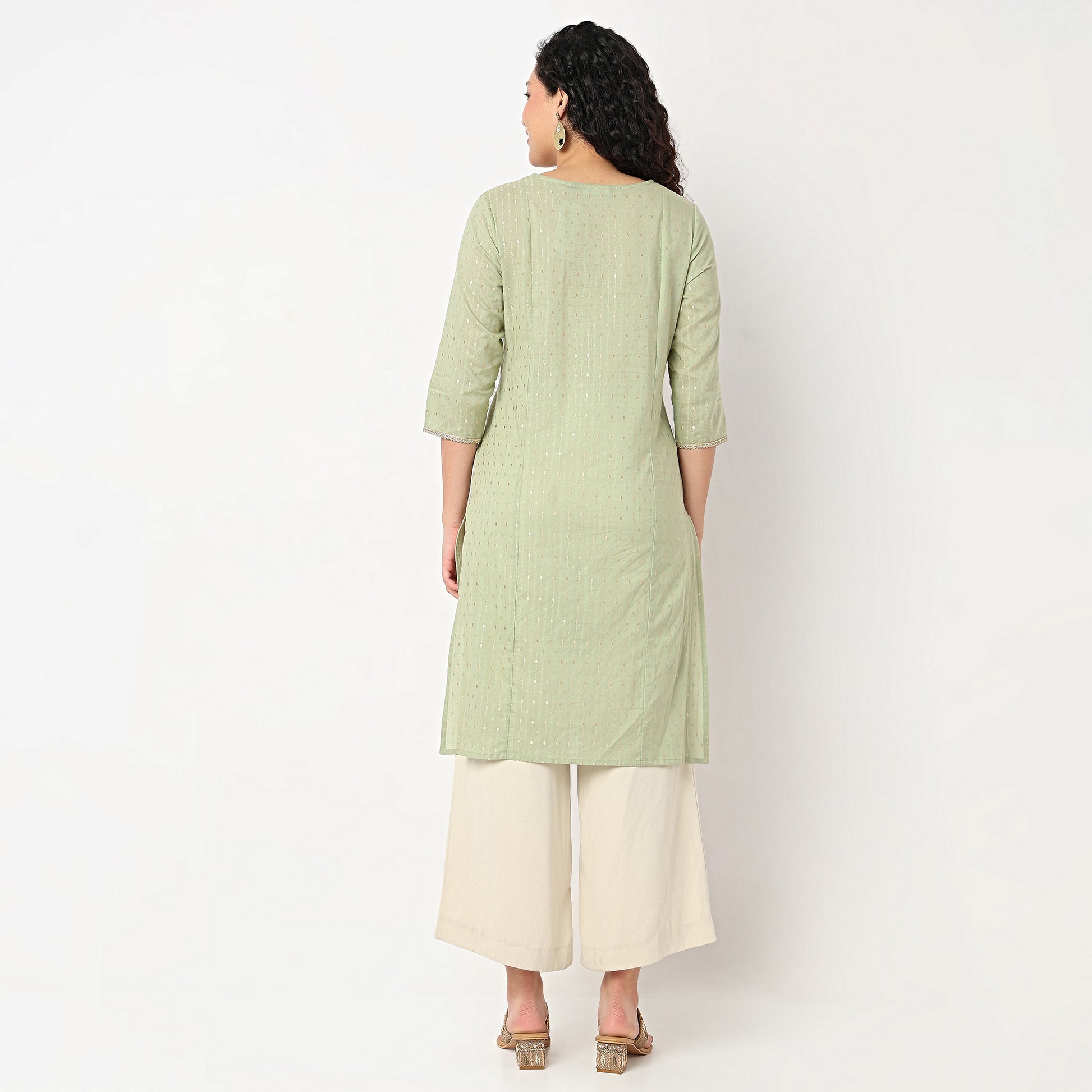 Glass Shape Neck With Embroidered Kurta