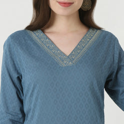 Embroidered Cotton Fabric Kurta