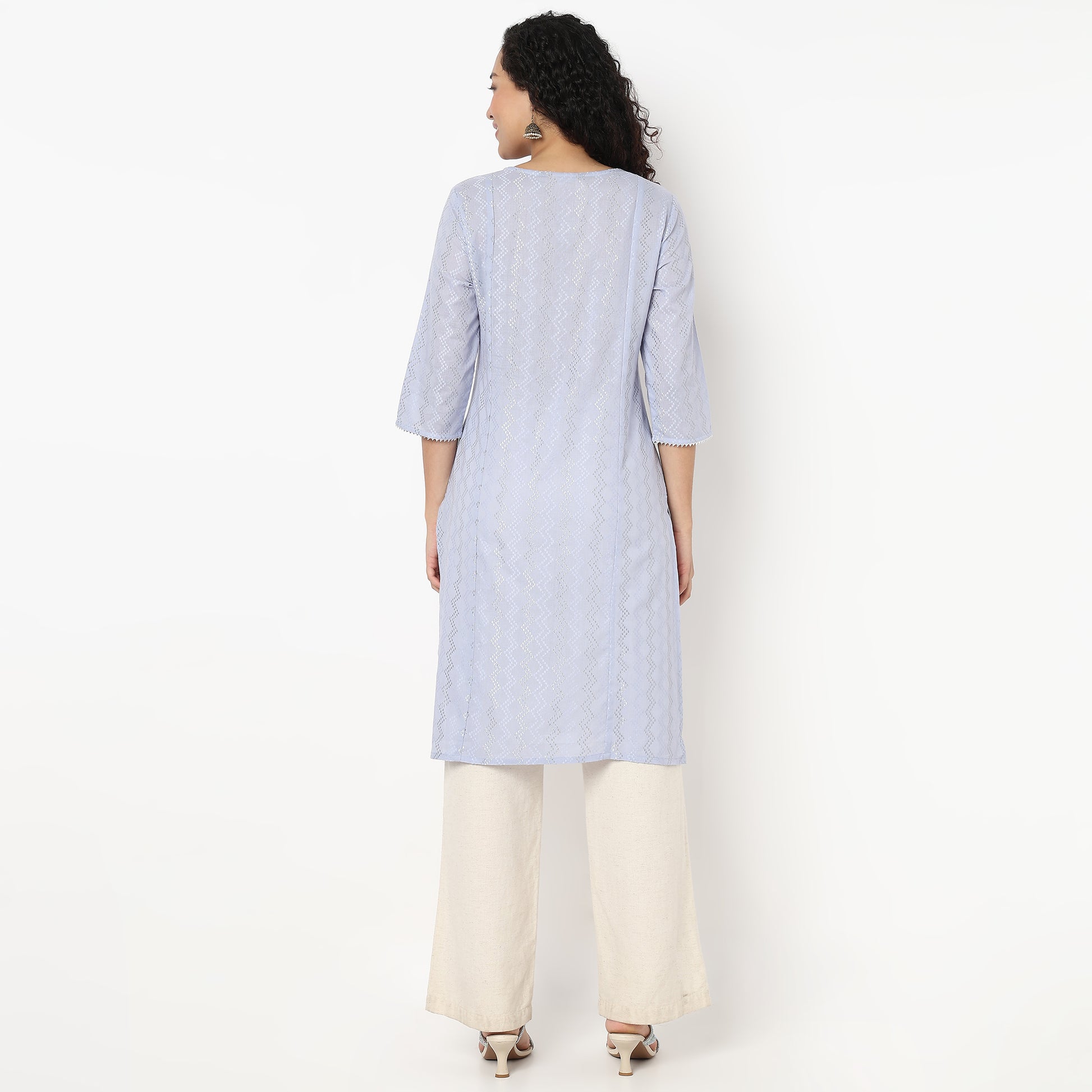 Embroidered Yoke Long Kurta