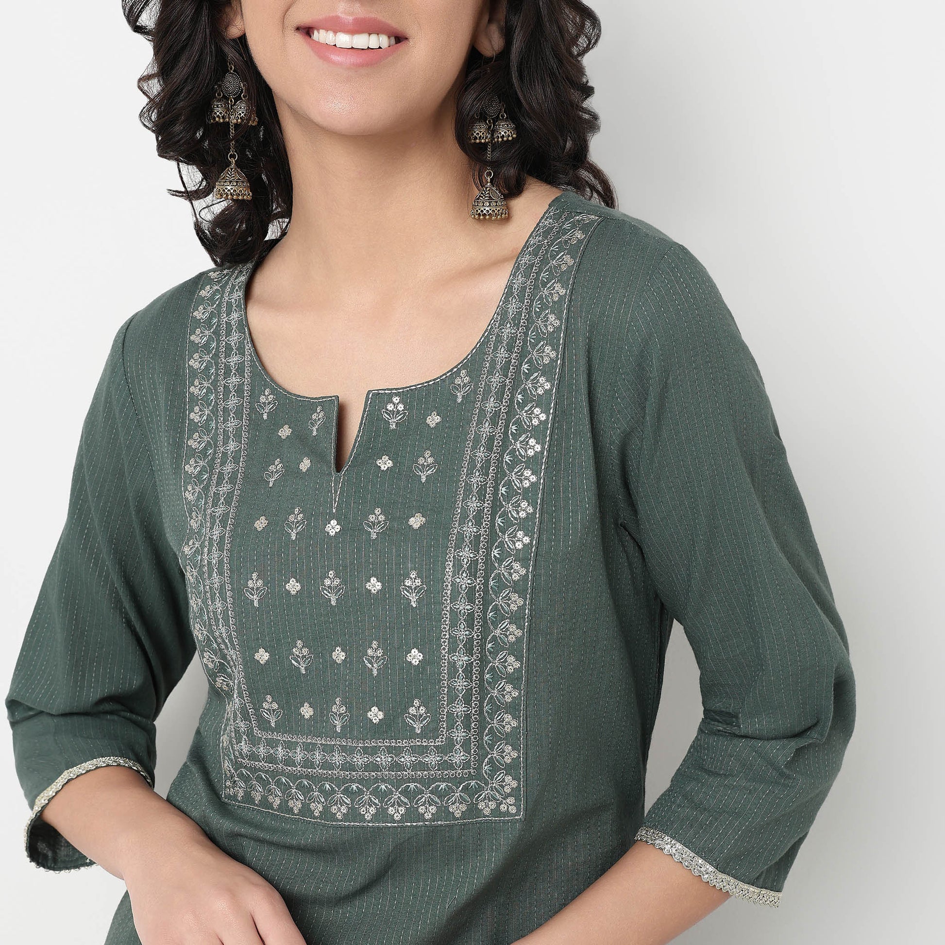 Order Now Women Embroidered Round Neck Straight Fit Ethnic Wear Kurta by Style Union