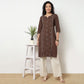 Buy Women Straight Fit Embroidered Three-Fourth Sleeve Kurta  - Style Union