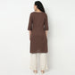 Buy Women Straight Fit Embroidered Three-Fourth Sleeve Kurta  - Style Union
