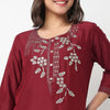 Embroidered Yoke Long Kurta