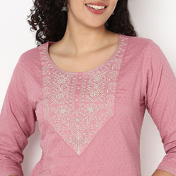 Embroidered Yoke Long Kurta