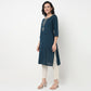 Order Now Women Embroidered Round Neck Straight Fit Ethnic Wear Kurta by Style Union